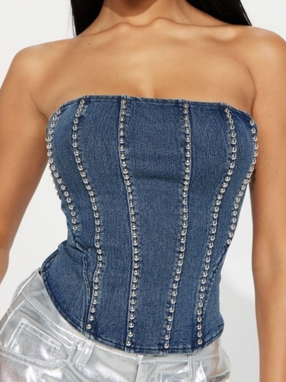 ✨ FASHION NOVA: No Need For Talks Denim Corset Top ✨ - Picture 2 of 3